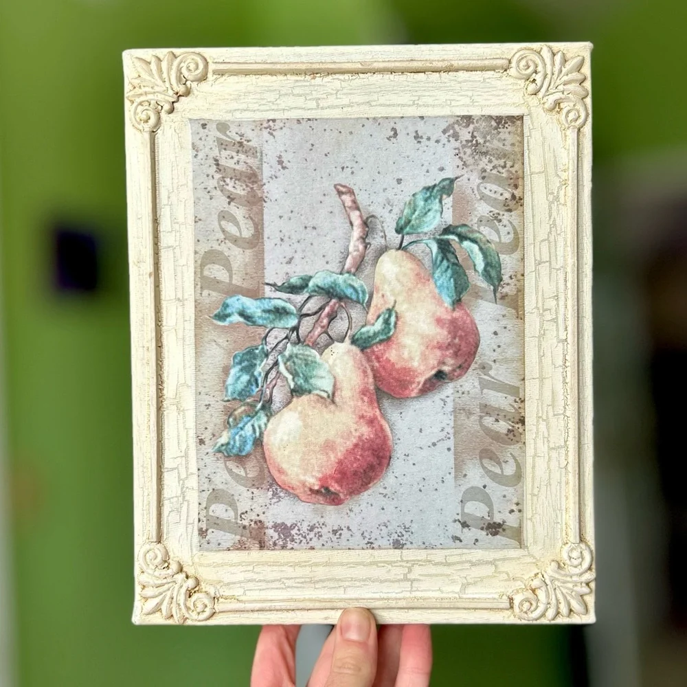 Rustic Peaches On Branch Unique 3D Victorian Style Edge Wall Decor Art